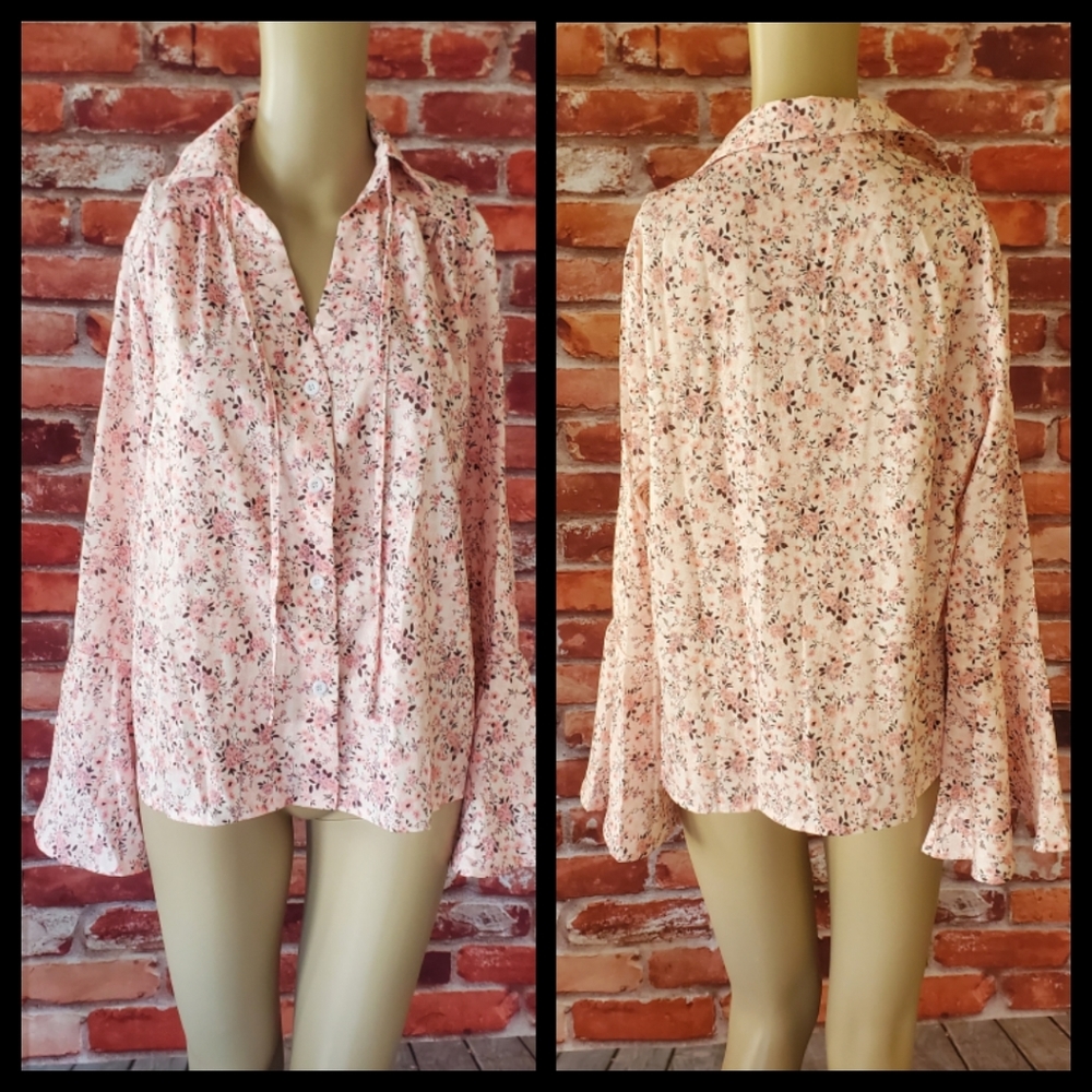 Boho Pink Floral Blouse XL  NWOT - Picture 6 of 8